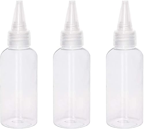 lasenersm 3 botellas de plástico para apretar de 3.4 onzas, botellas pequeñas de plástico, aplicador, mini botella vacía con tapa superior para