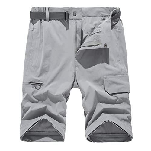 Mansdour Men's Hiking Pants Convertible Quick Dry Lightweight Zip-Off Outdoor Work Pants Waterproof Tactical Cargo Fishing Mountain Travel Trousers Breathable Casual Camping Safari Pants Green #TOP4