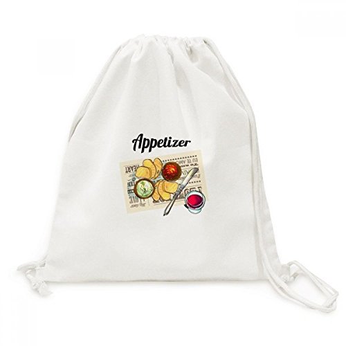 Sac cordon toile voyage anti-encombrement motif pain et vin