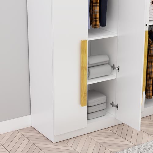 Image of Bniture 4 Door Wardrobe for Bedroom with Lockable Door & Hanging Space | Almirah for Clothes with Elevated Bottom Base | Wardrobe for Storage Cupboard | 3 Years Warranty (Frosty White, 4 Door)