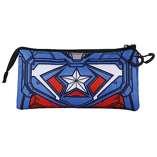 Marvel Captain America Tekk Costume-FAN Triple Pencil Case 2.0, Blue, 23 x 11 cm - Image 3