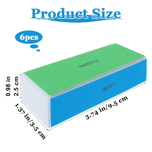COMNICO 6 Stück Nagelpolierblock, Nagelfeilen Block, 4-stufig Entfernt Kanten und Erzeugt Sofort Einen Hochglanz Professionelle Nagelfeilen Polierer (Grün, Weiß, Blau, Rosa, stück, 1, Körnung 80/80)