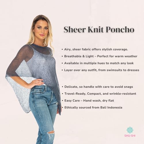 Image of SHU-SHI Womens Sheer Knit Poncho Shrug Lightweight Cover Up One Size Fits Most