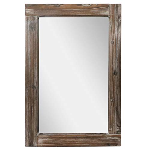 Barnyard Designs 24" x 36" Decorative Long Wall Hanging Mirror, Rustic Vintage Distressed Wood