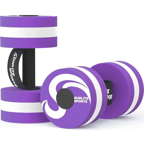 Sunlite Sports Water Weights Pool Exercise Dumbbells Water Aerobic Equipment High-Density EVA-Foam Dumbbell with Handle Strip Aqua Therapy Pool Fitness Water Exercise Set of 2