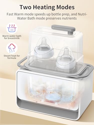 Image of GROWNSY Fast Double Baby Bottle Warmer for Breastmilk & Formula, Gray