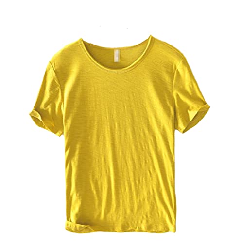 T-shirt d'été anti-transpiration en coton et lin homme manches courtes