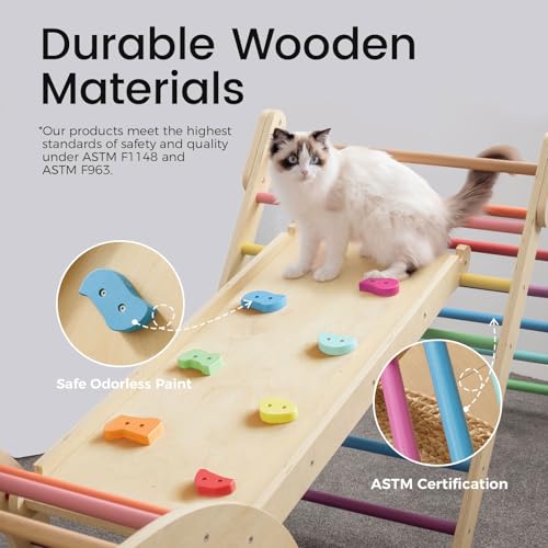 image for Tiny Land Pikler Triangle Set, 7-in-1 Foldable Pikler Triangle Climbin