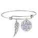 KUIYAI A Piece Of My Heart Lives In Heaven Hand Stamped Remembrance Bracelet Bangle with Angel Wing Charm (Memorial bracelet)