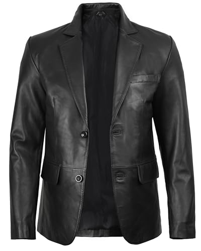 fjackets Men's Real Lambskin Leather Blazer Jacket – Stylish Leather Jackets Mens, Ideal for Business, Casual & Formal Events2
