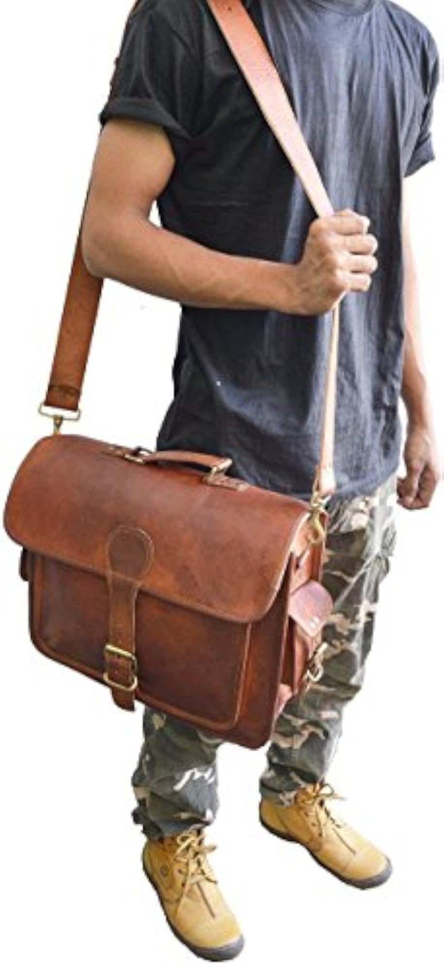 13 Inch Leather Handmade Vintage Messenger Satchel Bag