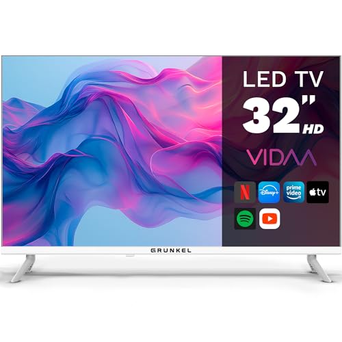Grunkel - Televisor LED, HD con Sistema Operativo VIDAA, 3 HDMI, 2 USB, Ethernet, TDT HD, Satélite S2 y Grabador USB-PVR (Blanco)