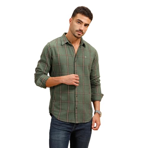 Image of WROGN Men's 100% Cotton Shirt | Checkered Pattern | Slim Fit