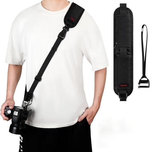 LETREEN Sangle d'épaule antidérapante avec libération rapide, sangle de sécurité réglable pour appareil photo reflex numérique Nikon, Canon, Sony, Fuji,...