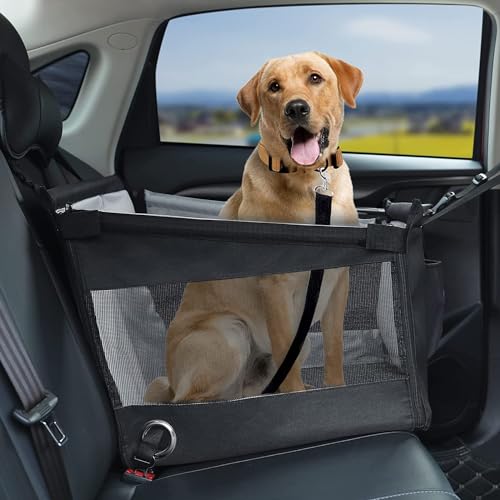 NINQ Seggiolino Auto Animali Domestici per Fiat Panda Punto Ulysse Brava Barchetta Marea Multipla, Universale Impermeabile Seggiolino Portatile Pieghevole per Cani Trasportino,A-Black