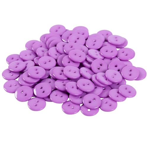 Lilaly 100pcs Light Purple Sewing Buttons, 1/2-inch (12.5MM) 2 Hole Buttons for Clothes, Craft, Sewing & DIY