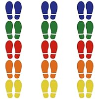 18 Blatt Farbe Bodenaufkleber mit Schuhabdrücke Muster 8 x 18 cm Vinyl Selbstklebend Bodenmarkierungen Abdruck Wasserdicht Boden Aufkleber für Büroetage Wandtreppen Weisen den Weg