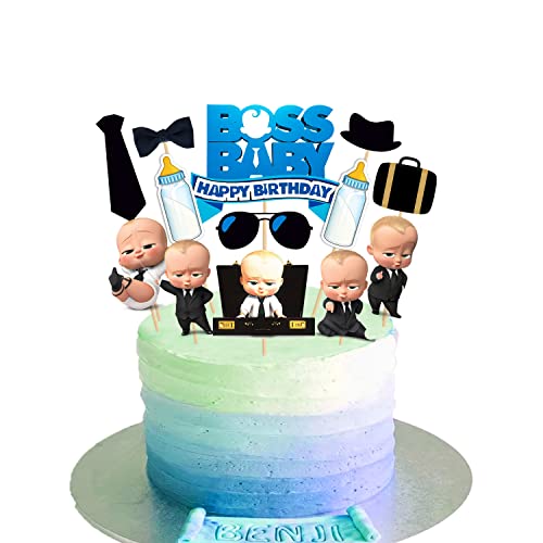 Boss Baby Birthday Party Supplies, 1 set Boss Baby Party Supplies Set for Boys and Girls, Include Cup Cake Topper and Cake Topper