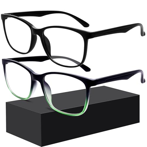 Image of Oilway Blue-Light Blocking Glasses Computer Reading /Gaming /TV /Phones Glasses Fashion Anti Eyestrain Glasses for Women Men(C6 Black + Gradientgreen)