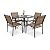 LEVELEVE 5 Piece Patio Dining Set,Outdoor Furniture 4 Textilene Chairs & 1 Round 38"x 38" Metal Slatted Table with 1.5" Umbrella Hole,Outside Porch Deck Balcony Backyard Set for 4(Brown)