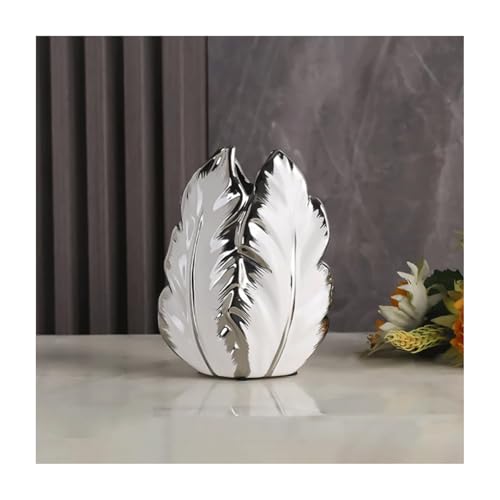 Jarrones Decorativos Modernos Blanco y Plata Marca RGZFYH