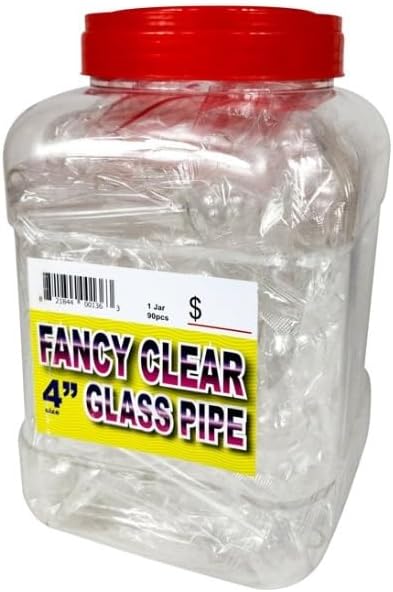 Oil burner bubble 4 Inch Glass Pipes, Clear, Fancy Design, 90 Pieces Jar Display