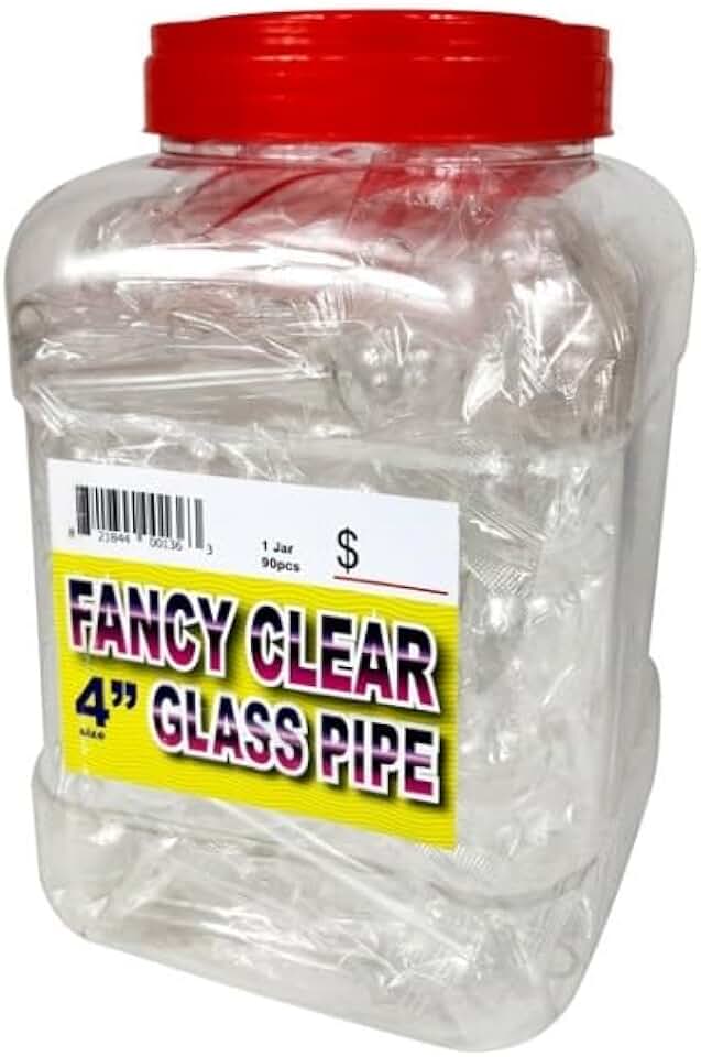 Oil burner bubble 4 Inch Glass Pipes, Clear, Fancy Design, 90 Pieces Jar Display