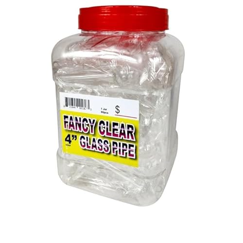 Oil burner bubble 4 Inch Glass Pipes, Clear, Fancy Design, 90 Pieces Jar Display