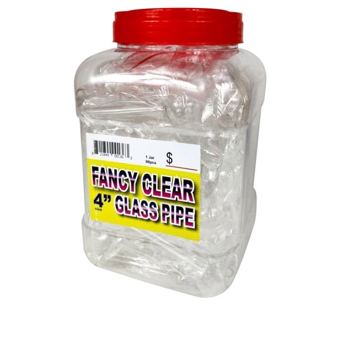 Oil Burner Bubble Glass Pipe 4 Inch Fancy Design Clear 90 Pieces Jar Display