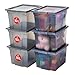 Produktbild Iris Ohyama Vielseitige Aufbewahrungsboxen, 10L, 6er-Set, Grau, Leicht schließba Deckel, Stapelbar, Plastik, Für Schrank, Regale, Organisation, Kleidung, Bettlaken, Garage, USB-S
