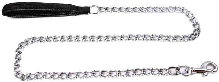 Miniatura 3 de SGODA Cadena de metal resistente para perro, correa para perro a prueba de mordidas con mango suave para mascotas de tamaño grande de más de 50