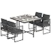 Outsunny Polyrattan Gartenmöbel Set 5-teilig Platzsparend Sitzgruppe Tisch mit 4 Stühlen DPC-Tischplatte abnehmbar Kissen, Essgruppe 4 Personen Gartenset Gartengarnitur für Garten Balkon Terrasse