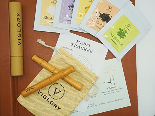 Viglory Quit Smoking Inhaler, Wooden Essential Oil Inhaler With 4 Pack Flavored Cotton Cores, Stop Smoking Aid With No Nicotine, Oral Fixation For Adults #TOP3