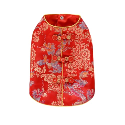 UGYMSIA ペット服 犬服 春夏 猫用 小型犬服 ドレス 通気性 小中型犬 愛犬 可愛い无袖 タンクトップ 軽くて快適、柔らかく肌に優しい 高密度錦織 (龍は花々の間を舞う,XL(6-8KG))