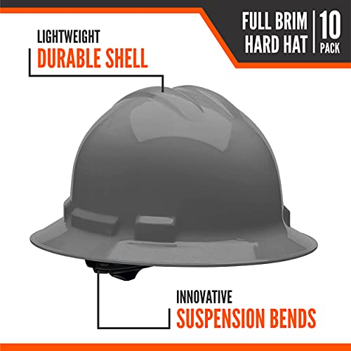 Malta Dynamics Made In Us Full Brim Hard Hat, Osha/Ansi Compliant, Gray #TOP2