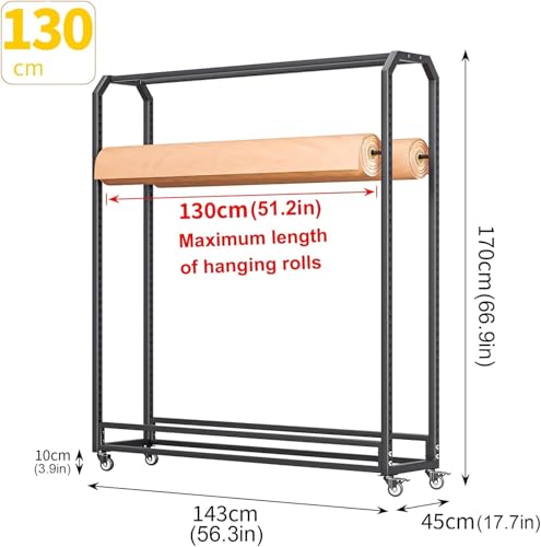 Scaffale portaoggetti in tessuto resistente con asta regolabile e ruote, tessuto commerciale per un facile accesso e soluzioni di archiviazione efficienti
