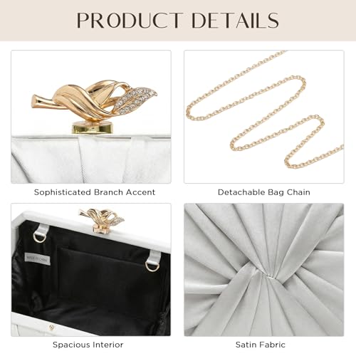 Image of CHUNLI Satin Clutch Bag, Elegant Clutch Purse for Women, Gold Evening Bags | CHUNLI Formal Pleated Evening Bag, Womens Clutches Champagne,Elegant Small Clutch Purse for Wedding Party Dressy Cocktail