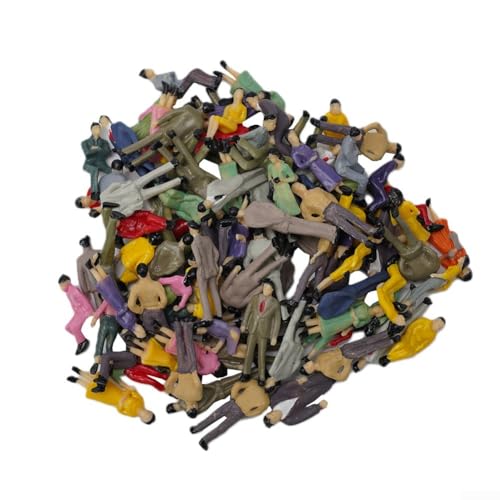 100 Pcs Painted Model People 1:50 Scale Miniature Figures Multicolor Passengers for O Scale Train Layout Scenery Landscape ABS Material 3.5cm Height