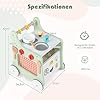 FANTASK Andador 6 en 1 de madera, andador con cocina, reloj de aprendizaje, ajuste de forma y deslizador móvil, cocina infantil con ruedas para niños a partir de 1 año (verde) #2