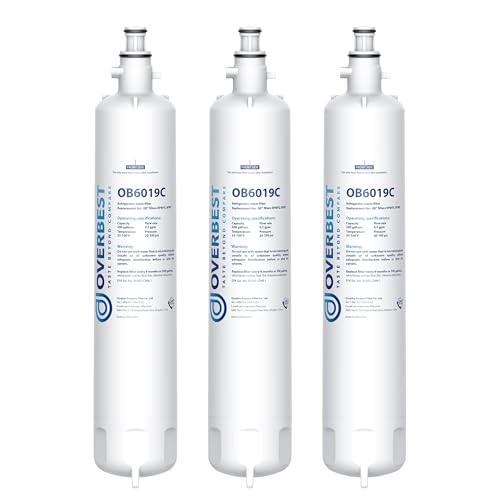 Image of Overbest Replacement for GE® RPWFE, RPWF (Built-in CHIP) Refrigerator Water Filter,Compatible with GFE28GYNFS, GFE28GELDS, 3 Filters