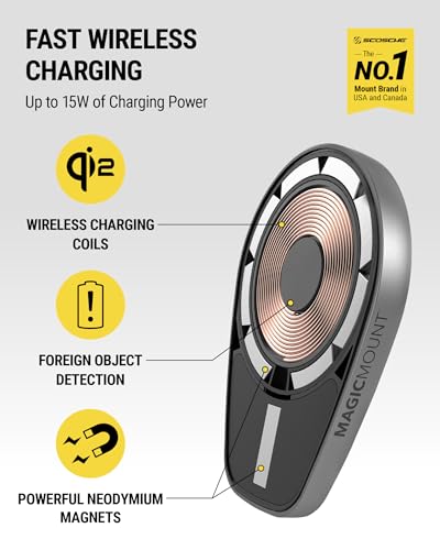 Image of Scosche MPQMWD Charge Pro Qi2 MagSafe Charger Car Mount, 15W Fast Magnetic Wireless Charging Suction Cup Phone Holder for Dashboard /Windshield Compatible with iPhone 16 /15 /14 /13 /12 Pro Max Plus, S25