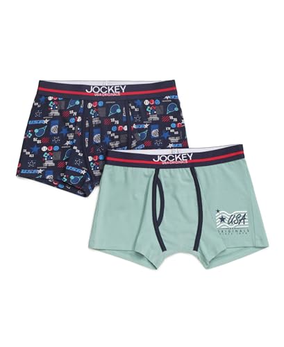 Image of Jockey UB03 Boys Super Combed Cotton Elastane Printed Trunk (Pack of 2)