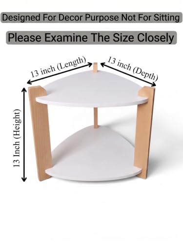 Image of Modern Triangle Side Table, Home Decor for Living Room, Bed Side Tables for Bed Room, stools for Home, Furniture for Home, 2-Tier White Shelves