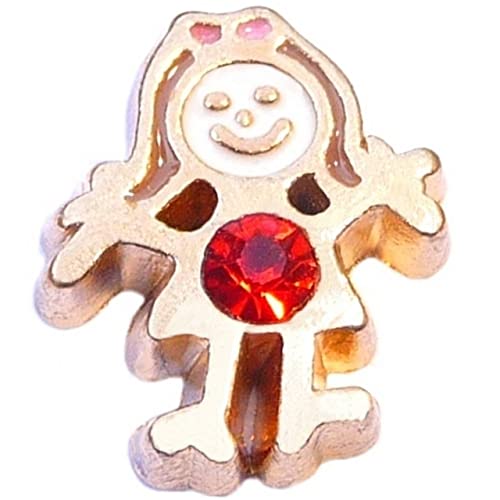 Goldtone Girl Birthstone July Floating Locket Charm