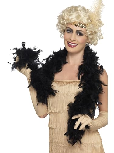 Smiffys Boa, 50g, Negra, Pluma, 150cm Halloween, Carnaval 🔥