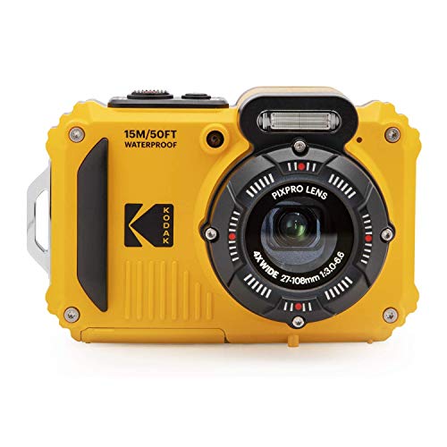 KODAK PIXPRO WPZ2 Rugged Waterproof Shockproof Dustproof WiFi Digital Camera 16MP 4X Optical Zoom 1080P Full HD Video Vlogging Camera 2.7" LCD (Yellow)