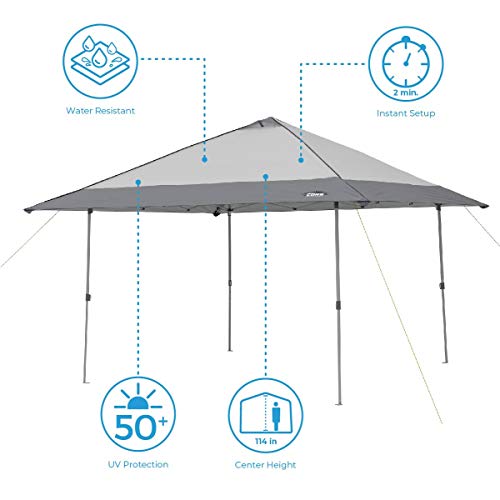 CORE 13' x 13' Instant Pop Up Canopy Gazebo Tent for Backyard Shade, Party Events, Gray with Wheeled Carry Bag