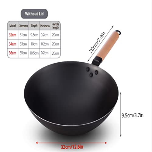 Wok de hierro grande para cocina doméstica 32 cm miniatura 5