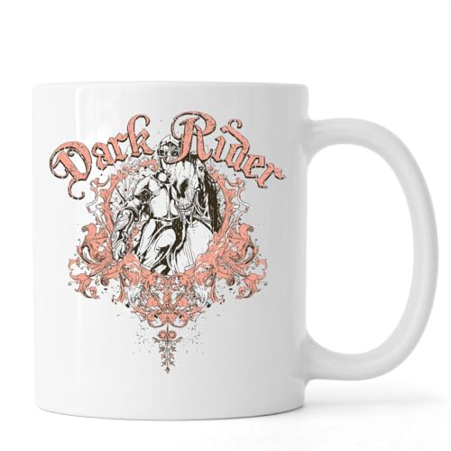 Dark Rider Undead Knight Pink Graphic Ceramic Tea Coffee Mug White