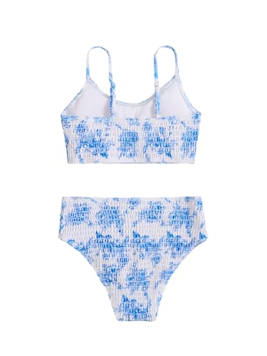 Image of SOLY HUX Girl's Floral Print Bikini Set Spaghetti Strap Smocked Bathing Suit Two Piece Swimsuit